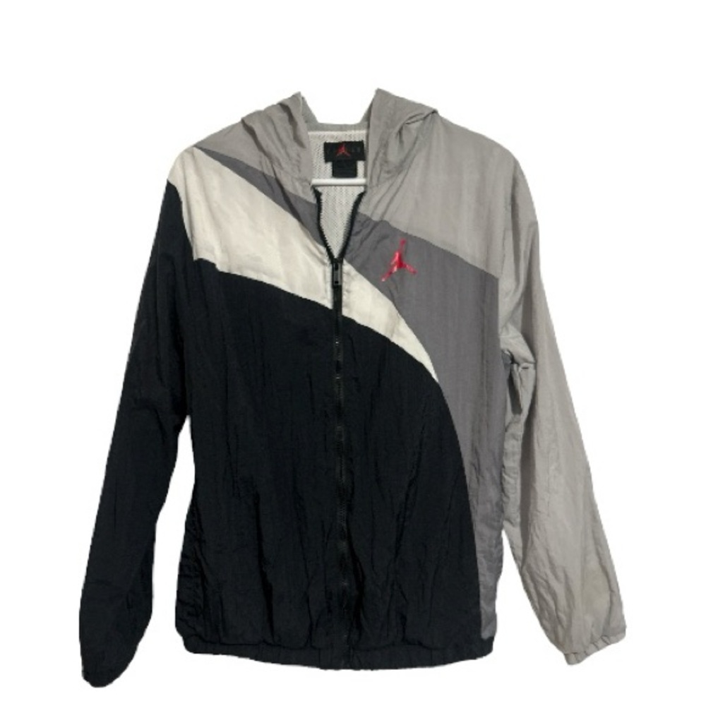 Youth XL Jordan Mesh Lined Black and Grey Jacket with Red Logo